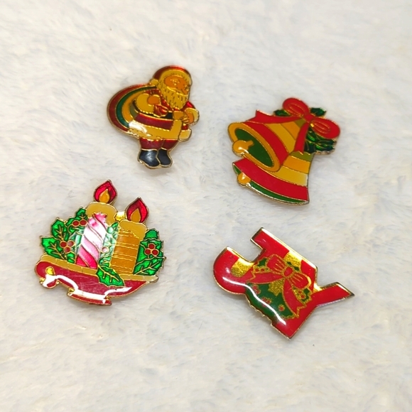 Vintage 1950's Enamel Christmas Brooches - Set of 4 - Picture 7 of 11